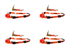 Load image into Gallery viewer, 2" x 11' DIAMOND WEAVE 3 Point Ratchet Wheel Strap with 3 Rubber Tread Grabs (Wire Hook)(4 Pack)