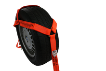 Load image into Gallery viewer, Orange Diamond Weave Tire Bonnet with Snap Hook Ratchets | Pack of 4