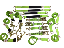 Load image into Gallery viewer, 16 Piece Car Tie Down Kit Rollback / Flatbed Car Tie-Down Diamond Weave