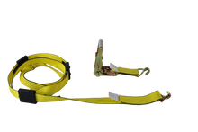 Load image into Gallery viewer, 10 Pack of 2" x 11' Yellow TECNIC Webbing Ratchet 3 Point Wheel Straps with Wire Hooks and Rubber Tread Grabs
