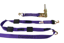 Load image into Gallery viewer, 2" x 11' DIAMOND WEAVE 3 Point Ratchet Wheel Strap with 3 Rubber Tread Grabs (Wire Hook)