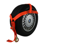 Load image into Gallery viewer, Orange Diamond Weave Tire Bonnet with Snap Hook Ratchets | Pack of 4