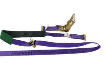 Load image into Gallery viewer, 2" x 11' DIAMOND WEAVE 3 POINT Wheel Strap With 2' Low Profile Grip Sleeve and Ratchet (E-TRACK FITTING)