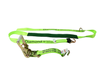 Load image into Gallery viewer, 2" x 11' DIAMOND WEAVE 3 Point Ratchet Wheel Strap with 2' Low Profile Grip Sleeve (Wire Hook)