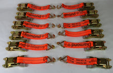 Load image into Gallery viewer, 2" Ratchet with Orange Diamond Weave Webbing and Double J Wire Hook | Pack of 12