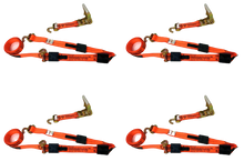 Load image into Gallery viewer, 2" x 11' DIAMOND WEAVE 3 Point Ratchet Wheel Strap with 3 Rubber Tread Grabs (Swivel J)(4 Pack)