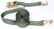 Load image into Gallery viewer, 2" x 30' Green Camo Ratchet Strap with Wire Hook | 3,333lb WLL