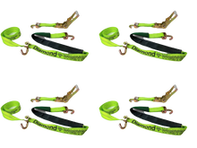 Load image into Gallery viewer, 2" x 11' DIAMOND WEAVE 3 Point Ratchet Wheel Strap with 2' Low Profile Grip Sleeve (Swivel J)(4 Pack)