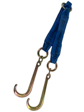 Load image into Gallery viewer, 4" x 24" V Strap Bridle Diamond Weave With 15" Forged J Hooks
