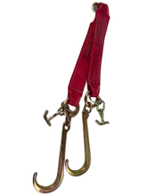 Load image into Gallery viewer, 4" x 24" V Strap Bridle Diamond Weave With 15" Forged J Hooks and TJ Hooks