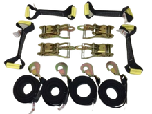 Load image into Gallery viewer, 8 Point Kit DIAMOND WEAVE flatbed/rollback 18' car tie-down w/twisted snap hook
