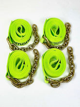 Load image into Gallery viewer, 8 Point Heavy Duty 18' Diamond Weave Strap Kit for Rollback/Flatbed Tie Downs with 12" Chain Tails