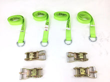 Load image into Gallery viewer, 2" x 8' Diamond Weave Lasso Strap w/ Finger Hook Ratchets (4 PACK)