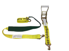 Load image into Gallery viewer, 2" x 11' Yellow Ratchet 3 Point Wheel Strap with Low Pro Sleeve (Wire Hook)