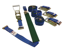 Load image into Gallery viewer, 2" x 11' DIAMOND WEAVE 3 Point Ratchet Wheel Strap With 2' Low Profile Grip Sleeve (E-TRACK FITTING)(4 PACK)