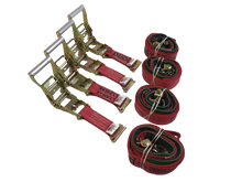 Load image into Gallery viewer, 2" x 11' DIAMOND WEAVE 3 Point Ratchet Wheel Strap With 2' Low Profile Grip Sleeve (E-TRACK FITTING)(4 PACK)