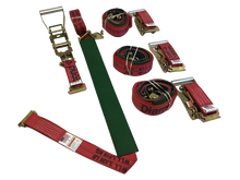 Load image into Gallery viewer, 2" x 11' DIAMOND WEAVE 3 Point Ratchet Wheel Strap With 2' Low Profile Grip Sleeve (E-TRACK FITTING)(4 PACK)