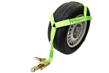 Load image into Gallery viewer, Hi Viz Green Diamond Weave Tire Bonnet with Snap Hook Ratchets | Pack of 4