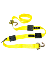 Load image into Gallery viewer, 2" x 11' Yellow Ratchet 3 Point Wheel Strap with 3 Rubber Tread Grabs (Swivel J) | Pack of 4