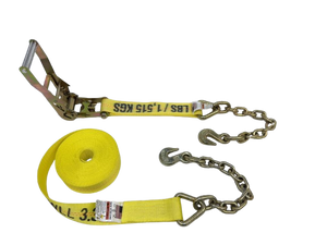2" x 30' Ratchet Strap w/ Chain End & Grab Hook