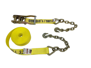 2" x 30' Ratchet Strap w/ Chain End & Grab Hook