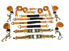 Load image into Gallery viewer, 16 Piece Car Tie Down Kit Rollback / Flatbed Car Tie-Down Gold Diamond Weave
