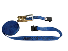 Load image into Gallery viewer, 2" x 30'  Blue Diamond Weave Ratchet Assembly with Flat Hook (Overstock)

