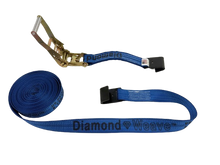 Load image into Gallery viewer, 2" x 30'  Blue Diamond Weave Ratchet Assembly with Flat Hook (Overstock)
