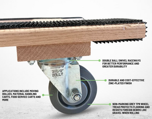 18" x 36" Oak H-Frame Dolly | 1000 lbs Capacity | 4" Non-Marking Wheels