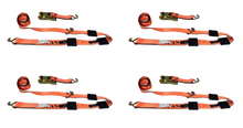 Load image into Gallery viewer, 4 Pack 2" x 11' Big Orange Wheel Strap with 3 Rubber Tread Grabs (Wire Hook)
