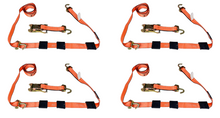 Load image into Gallery viewer, 4 Pack 2" x 11' Big Orange Wheel Strap with 3 Rubber Tread Grabs (Swivel J Hook)
