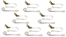 Load image into Gallery viewer, 1" x 13' White Tent Ratchet Straps with O Ring / Carabiner (8 pack)
