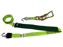 Load image into Gallery viewer, 2" x 11'  Diamond Weave Ratchet Wheel Strap with Low Pro Sleeve (Welded HD Swivel J)
