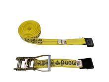 Load image into Gallery viewer, 2" x 30'  Yellow Diamond Weave Ratchet Assembly with Flat Hook (Overstock)
