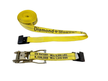 Load image into Gallery viewer, 2" x 30'  Yellow Diamond Weave Ratchet Assembly with Flat Hook (Overstock)
