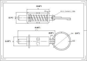 Long Weld-on Spring Lock with 5/8" Pin