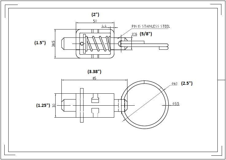 Short Weld-on Spring Lock with 5/8