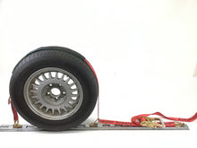 Load image into Gallery viewer, 2" x 11' Red Tecnic Ratchet 3 Point Wheel Strap with Low Pro Sleeve (Vertical E Track)
