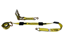 Load image into Gallery viewer, 2" x 11' Big Yellow Wheel Strap with 3 Rubber Tread Grabs (Wire Hook)
