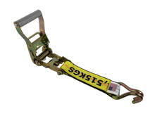 Load image into Gallery viewer, 2" x 11' Big Yellow Wheel Strap with 3 Rubber Tread Grabs (Wire Hook)
