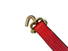 Load image into Gallery viewer, 14FT Red Tecnic Wheel Strap with Rubber Tread Grabs (Short Swivel J)
