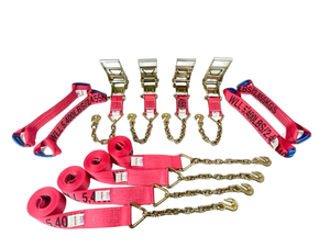 3" 8 Point Kit Heavy Duty Strap Kit 14' for Rollback/Flatbed Chain End & Grab Hook