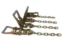 Load image into Gallery viewer, 8 Point Heavy Duty Orange TECNIC 14 feet Strap Kit for Rollback/Flatbed Tie Downs with 12&quot; Chain Tail
