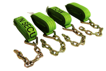 Load image into Gallery viewer, 8 Point Heavy Duty TECNIC Strap Kit 14&#39; for Rollback/Flatbed Tie Downs with 12&quot; Chain Tail
