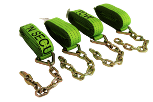 8 Point Heavy Duty TECNIC Strap Kit 14' for Rollback/Flatbed Tie Downs with 12" Chain Tail