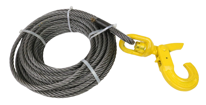 3/8 x 75' Fiber Core Winch Cable with Self Locking Swivel Hook – Everything  Tie Down