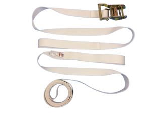 1.5" x 15' White Tent Ratchet Straps with Sewn Loops (8 PACK)