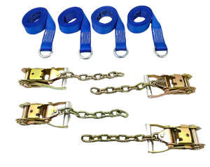2" x 10' Diamond Weave Lasso Wheel Lift Strap w/ Chain Tail Ratchets (4 PACK)
