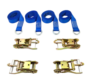 2" x 10' Diamond Weave Lasso Wheel Lift Strap w/ Finger Hook Ratchets (4 PACK)