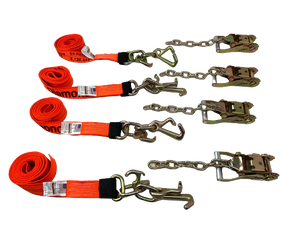 2" x 10' RTJ Diamond Weave Straps with Chain Tail Ratchets (4 PACK)